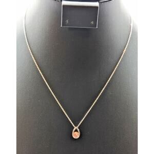 925 Sterling Silver Pink Crystal Teardrop Pendant 18" Necklace